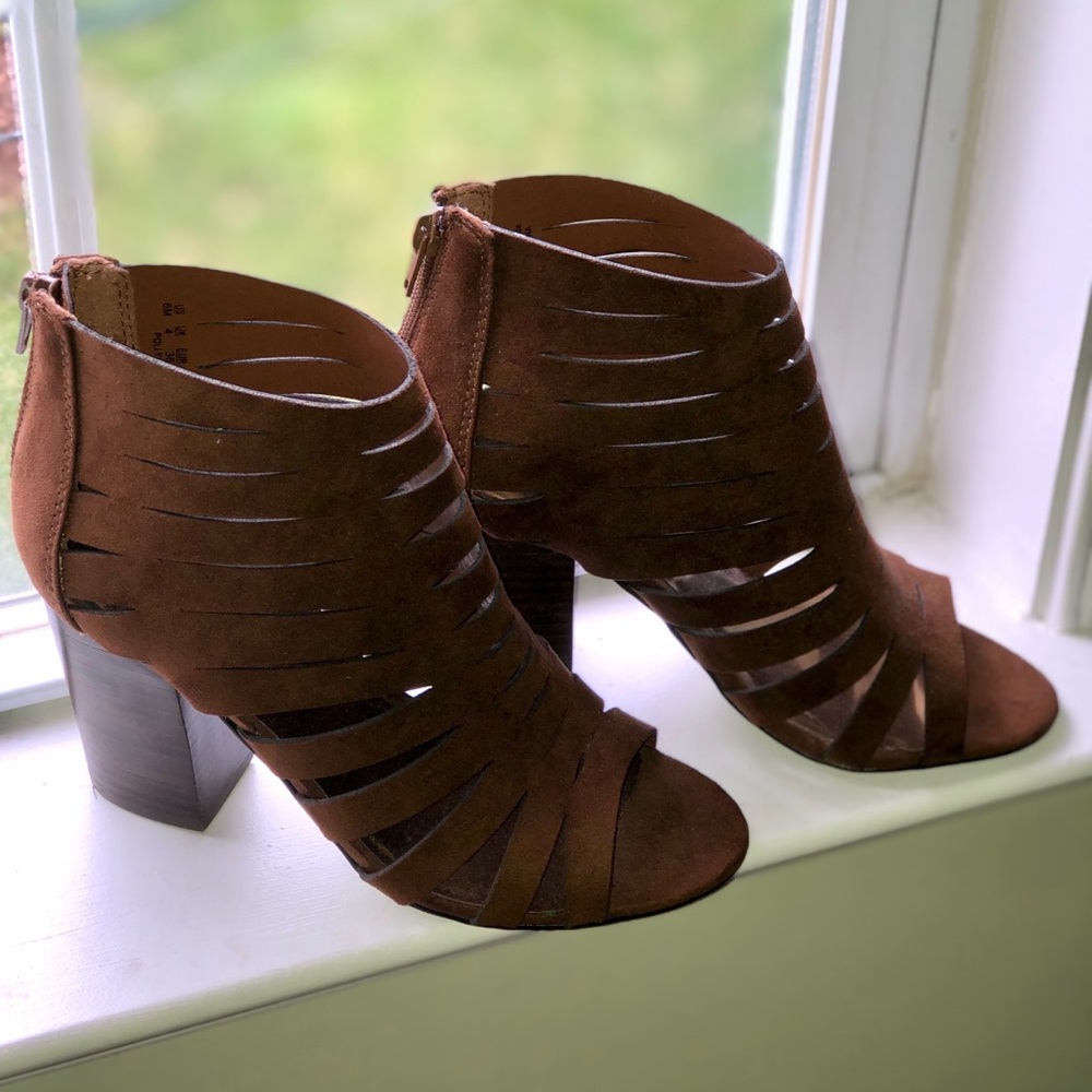 Brown Open Toe Booties